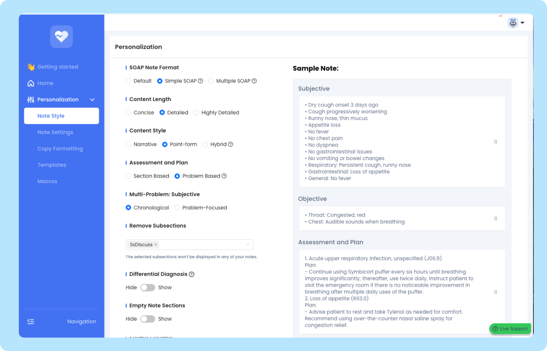 Customization Screenshot